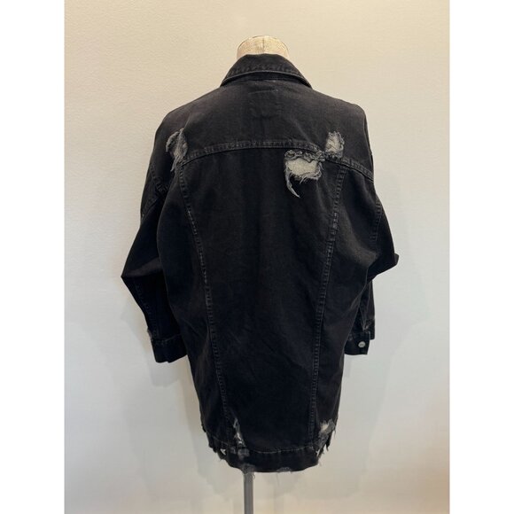Zara Distressed Oversized Denim Jacket Size S - Picture 3 of 5